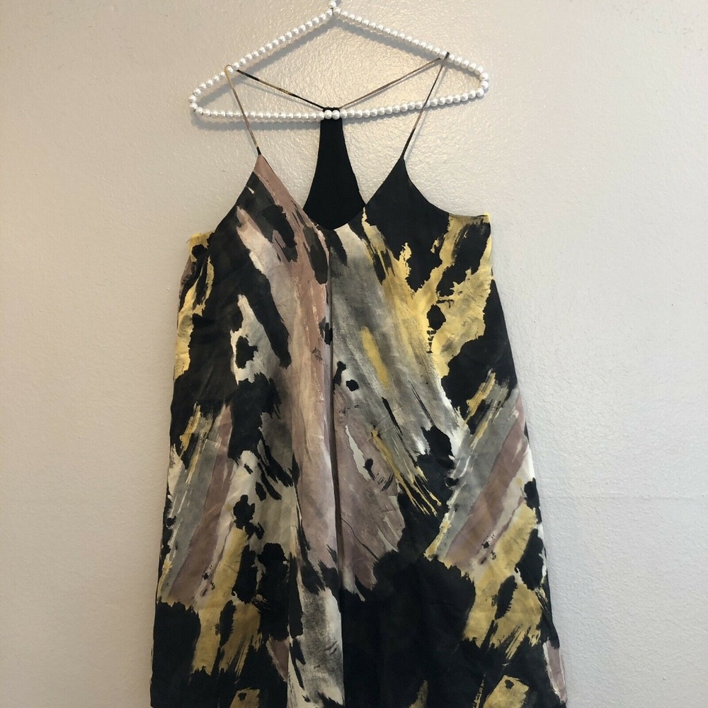 SALE! Amour Vert Water Color Racer Back Silk Dress XS